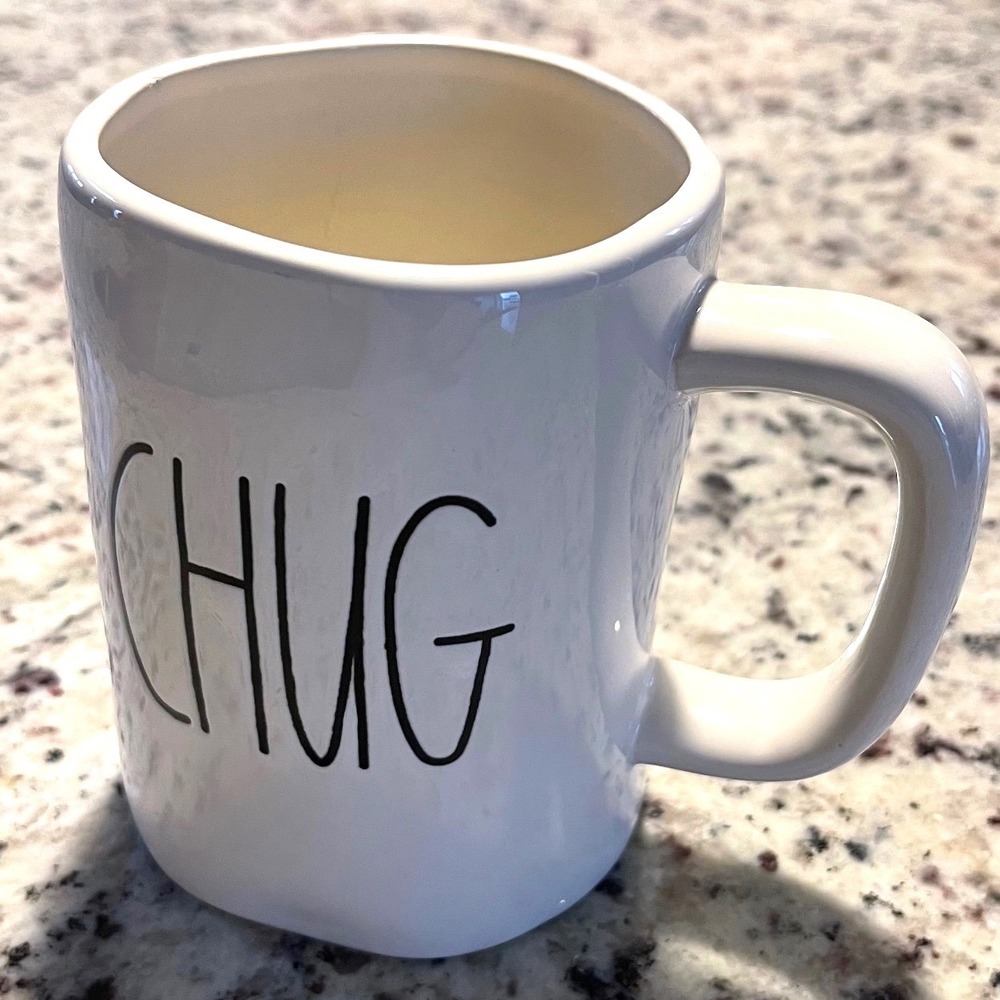 Rae Dunn Mug CHUG White Farmhouse Aesthetic Ceramic Coffee Cup Magenta Large OS